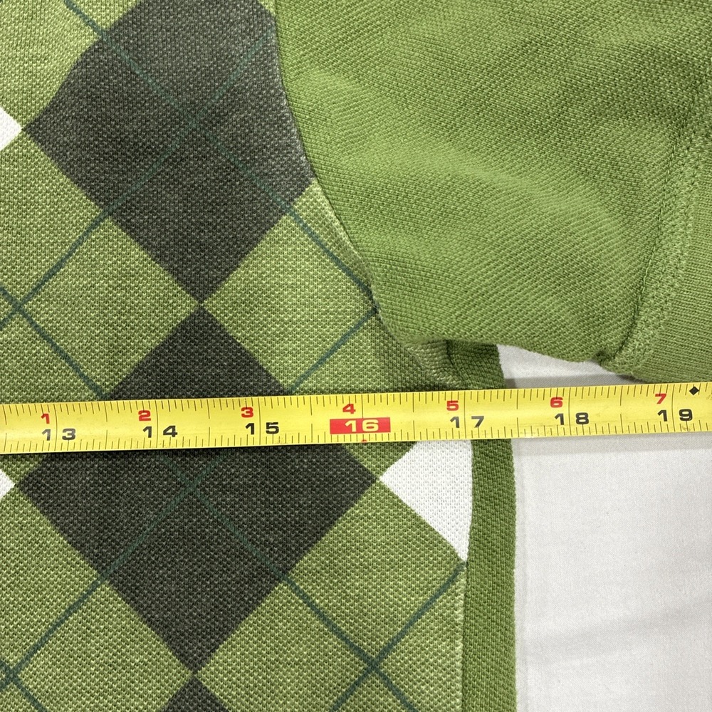 Old Navy Polo Shirt Women's Medium Green Argyle Print Cropped Y2K - Picture 5 of 9